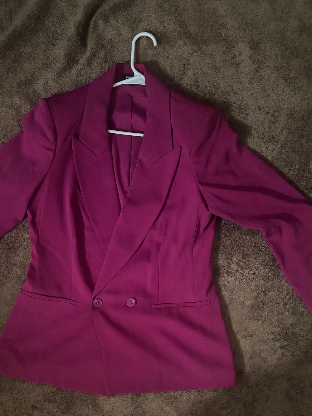 Womens Magenta Double-Breasted Blazer and pants